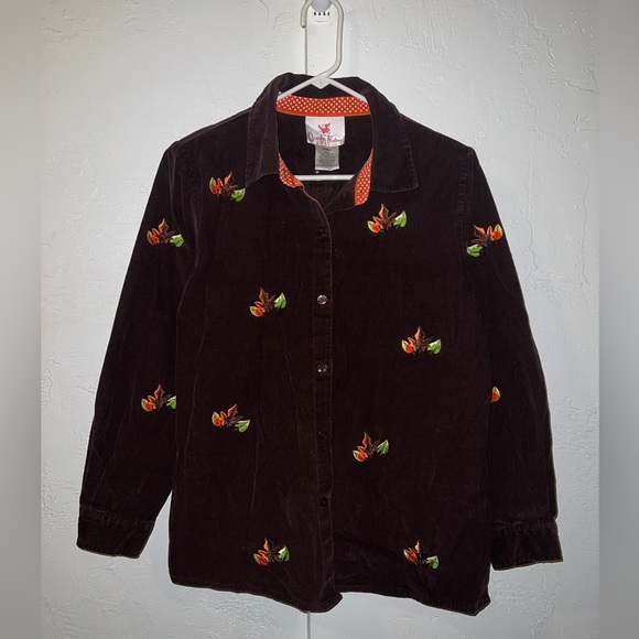 Vintage Fall Leaves Corduroy Button Down - Picture 1 of 9